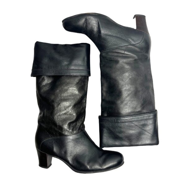 Hush Puppies Shoes - Vintage Hush Puppies Boots 6.5 Women's Black Leather USA Made GUC Slouchy Tall